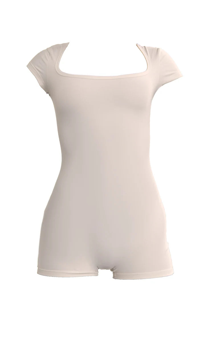 White Square Neck Snatched Sculpt Unitard