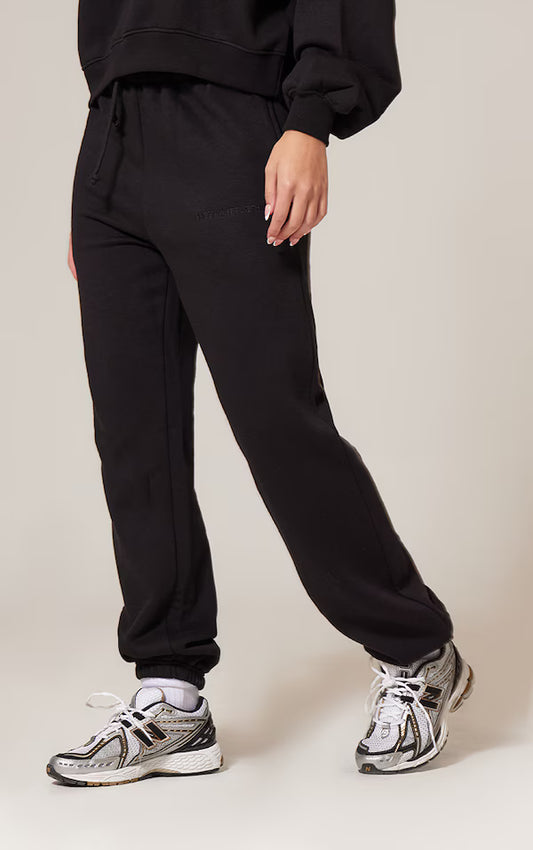Black Oversized Embroidered Cuffed Sweatpants