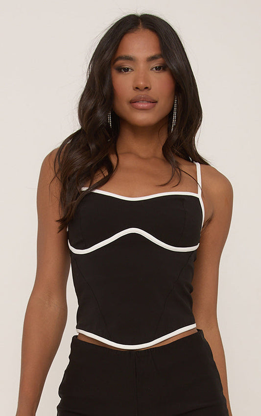 Contrast Seam Detail Strappy Top