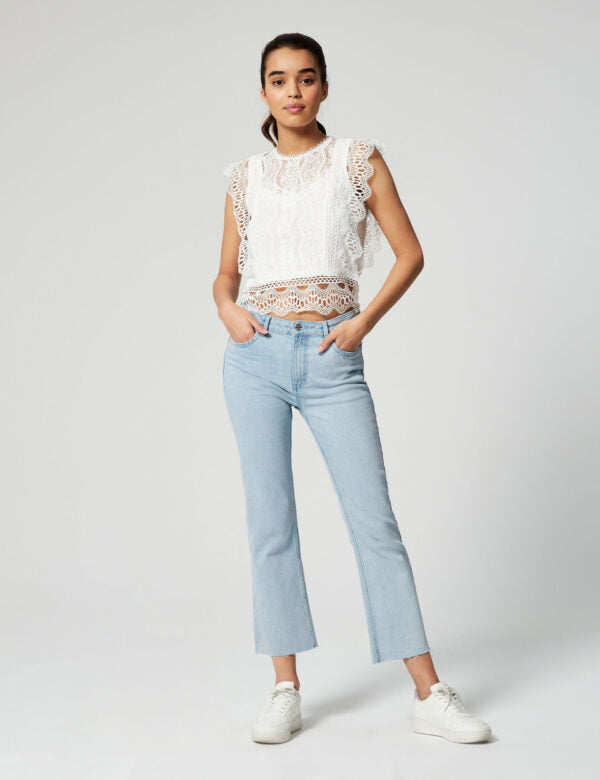 Openwork Lace Top Offwhite