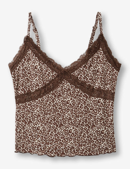 Leopard Tank Top With Lace