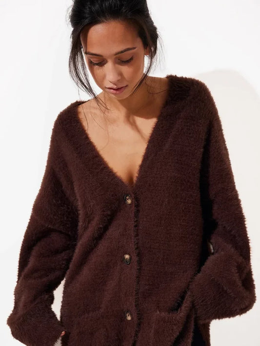 Fuzzy Long Cardigan