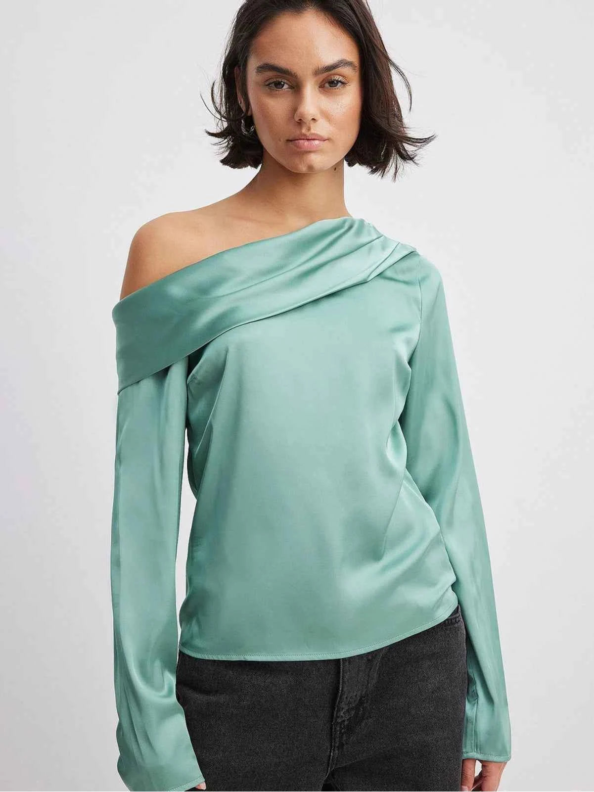 Na kd Draped one shoulder shirt