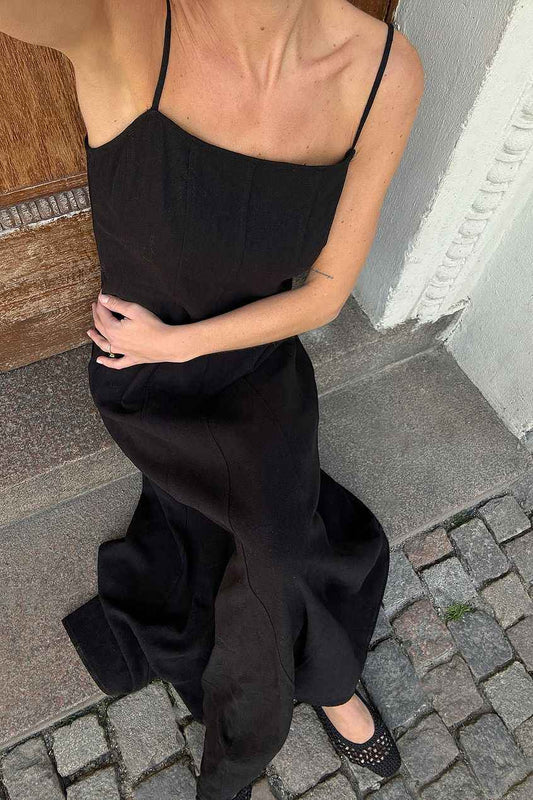 Na-kd Linen Blend Seam Detail Maxi Dress