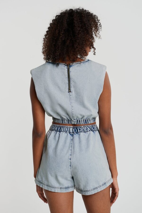 Sleeveless Denim Top Blue