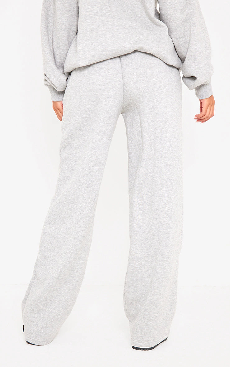 TALL ASH GREY BORG APPLIQUE WIDE LEG SWEATPANTS