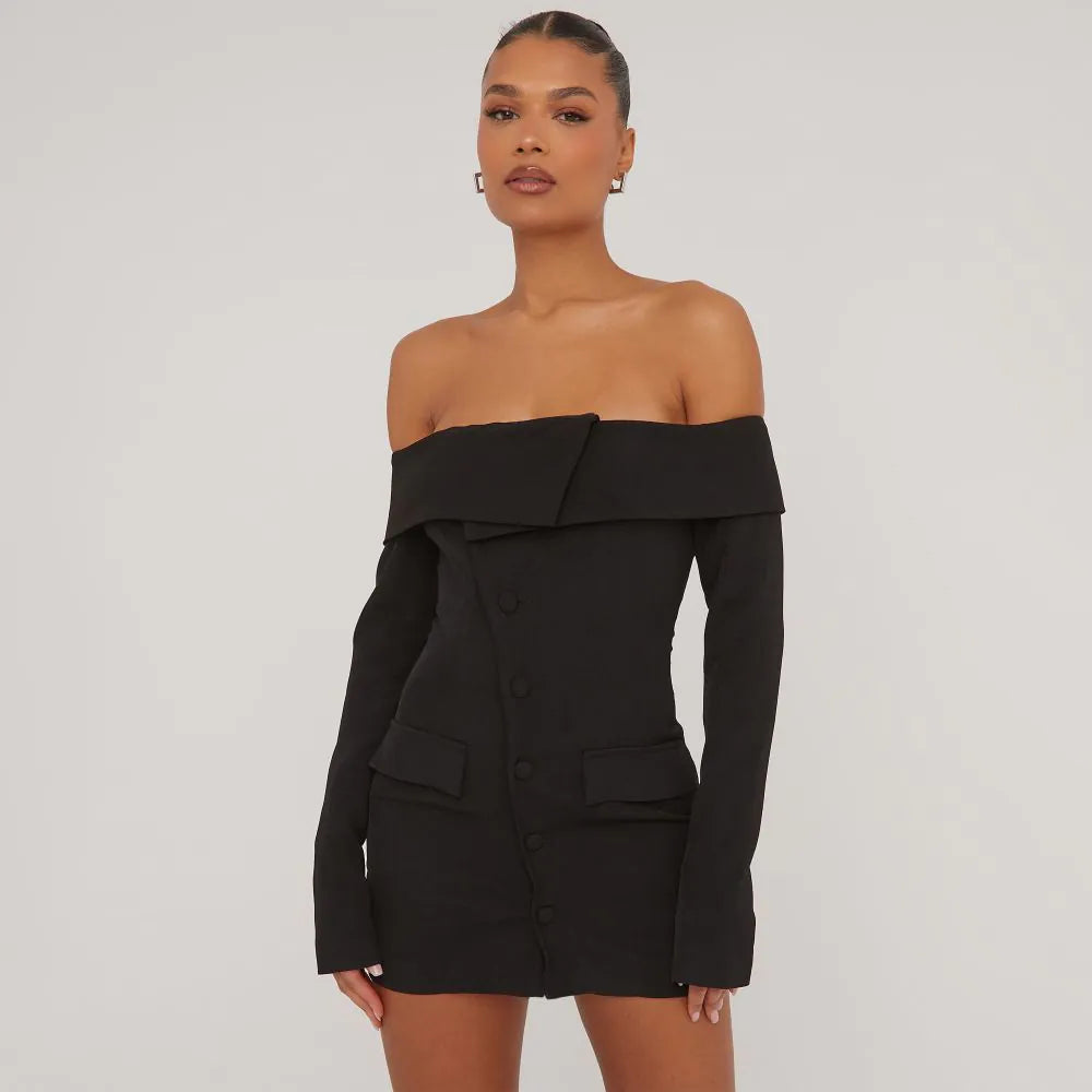 Bardot Tailored Detail Blazer Dress In Black