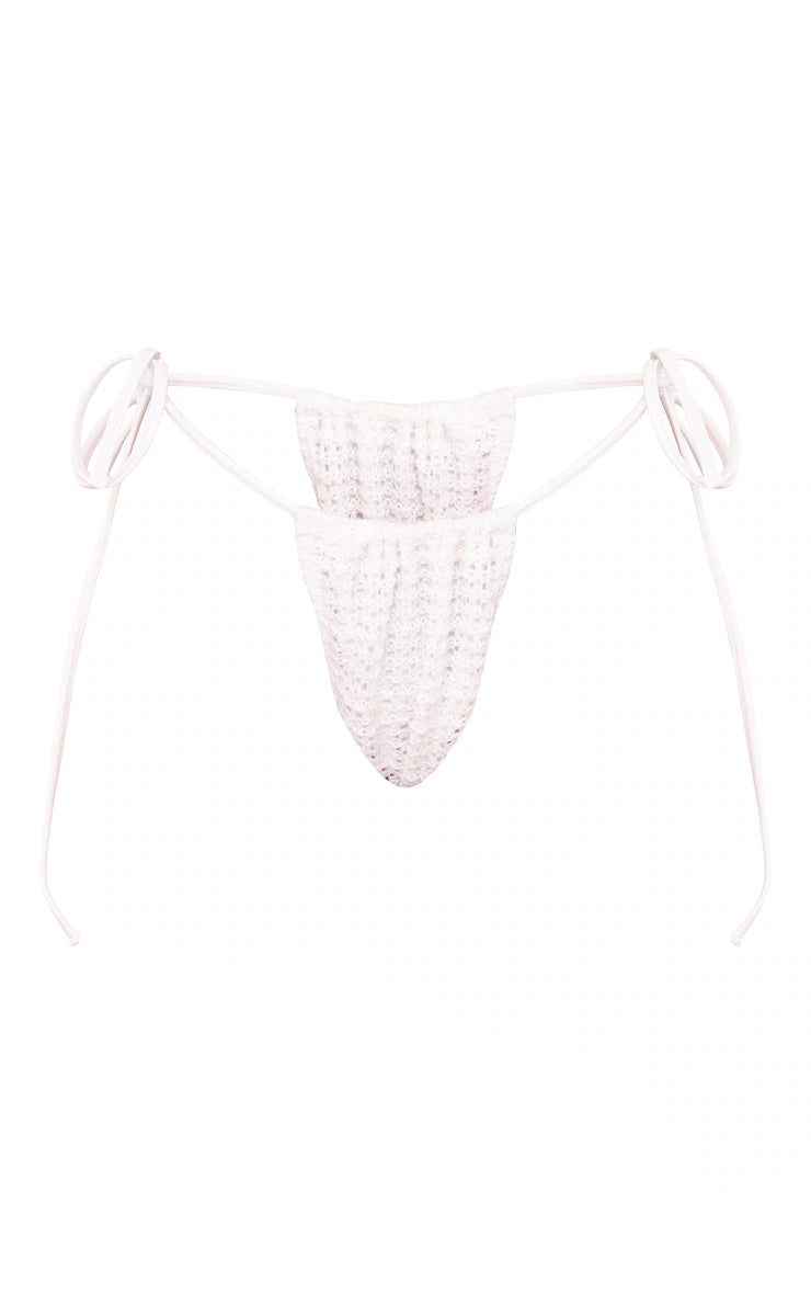 White Crochet Tie Side Bikini Bottoms