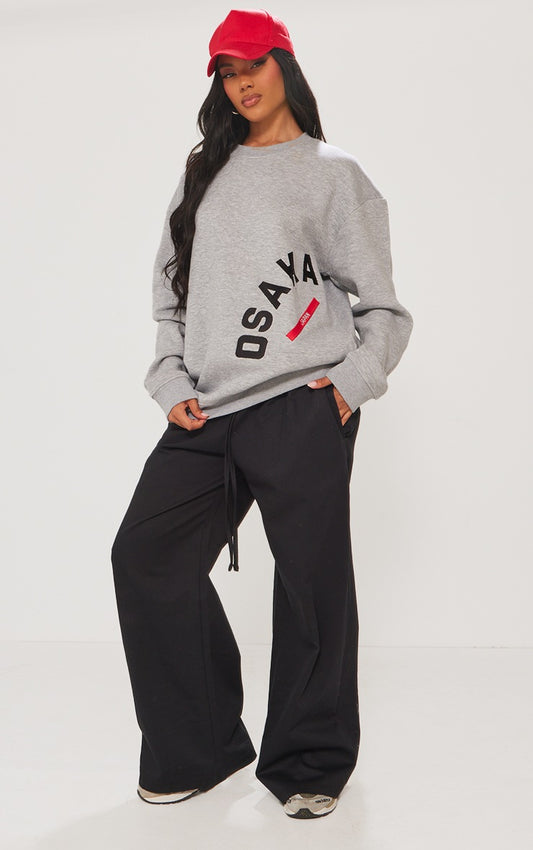 GREY MARL OSAKA JAPAN EMBROIDERED SWEATSHIRT