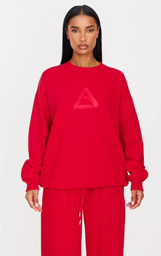 Dark Red Embroidered Sweatshirt