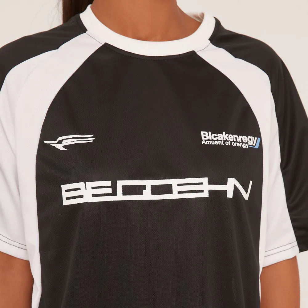Oversized Jersey Football Shirt In Black