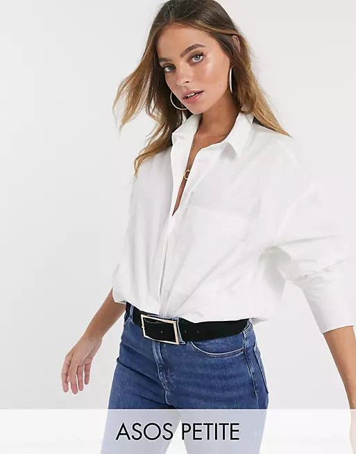 Long Sleeve Boyfriend Shirt In White