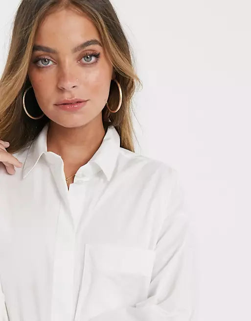 Long Sleeve Boyfriend Shirt In White