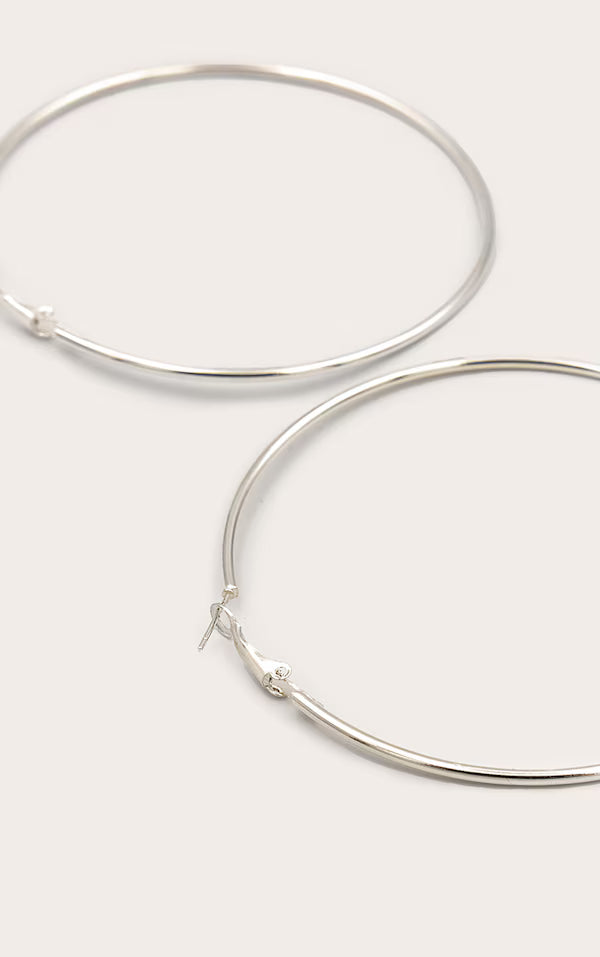 Silver 80mm Large Hoop Earrings