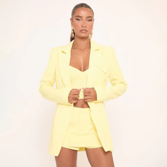 Ego - Long Sleeve Tailored Blazer In Yellow
