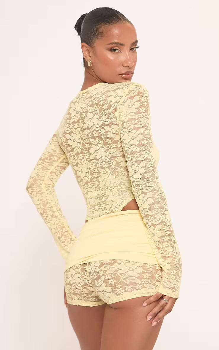 Ego - Long Sleeve Slinky Contrast Twist Bust Bodysuit