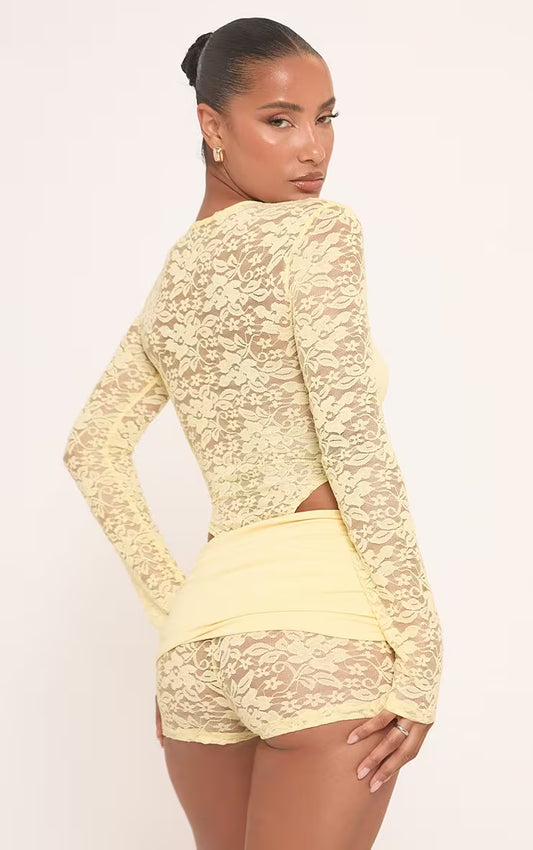Ego - Long Sleeve Slinky Contrast Twist Bust Bodysuit