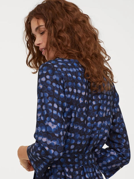 H&M - H&M Navy Printed Belted Dress