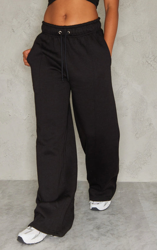 Black Seam Detail Straight Leg Sweatpant