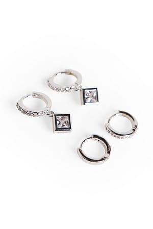 2-Pack Silver Plated Pendant Hoops Silver