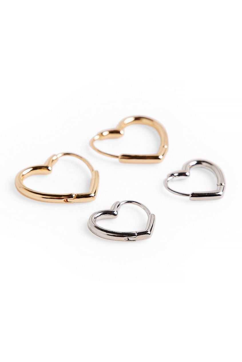 2-pack Small Heart Hoops