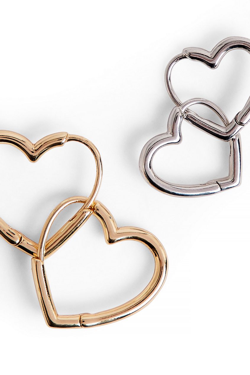 2-pack Small Heart Hoops