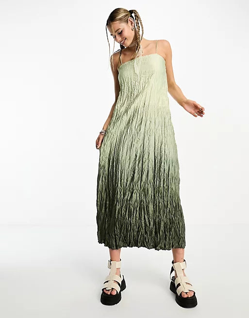 Ina crinkle midi dress in ombre print