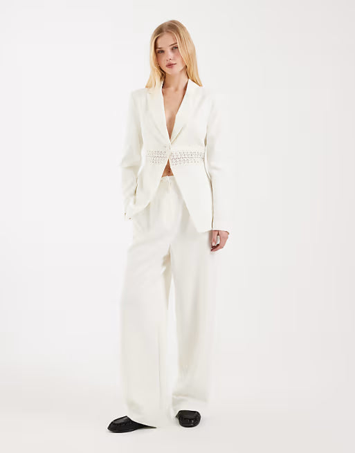Miss Selfridge tailored wide leg pants in ivory