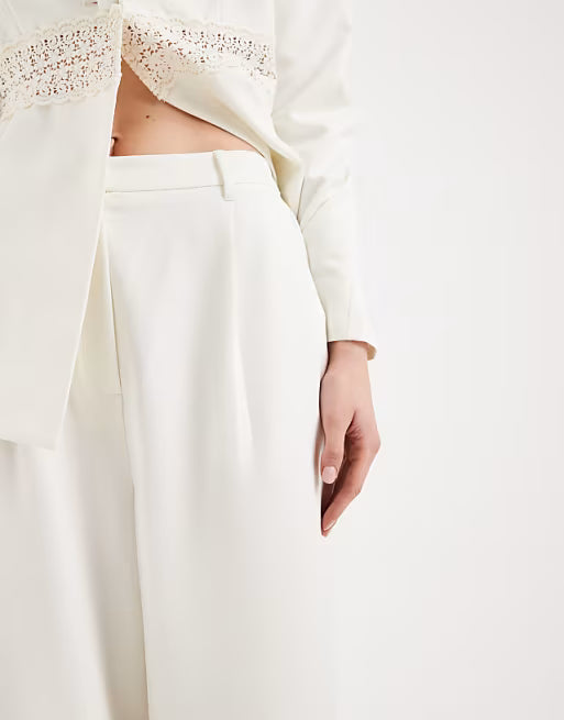 Miss Selfridge tailored wide leg pants in ivory