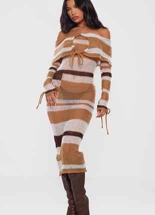 Plt - Brown tonal soft knit foldover tie detail