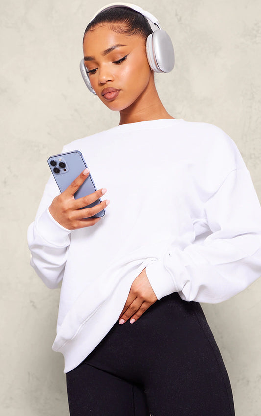 White Oversized Fitting Sweatshirt