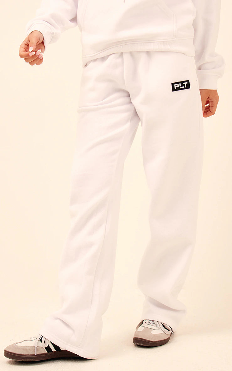 WHITE LOGO BADGE DETAIL STRAIGHT LEG JOGGERS