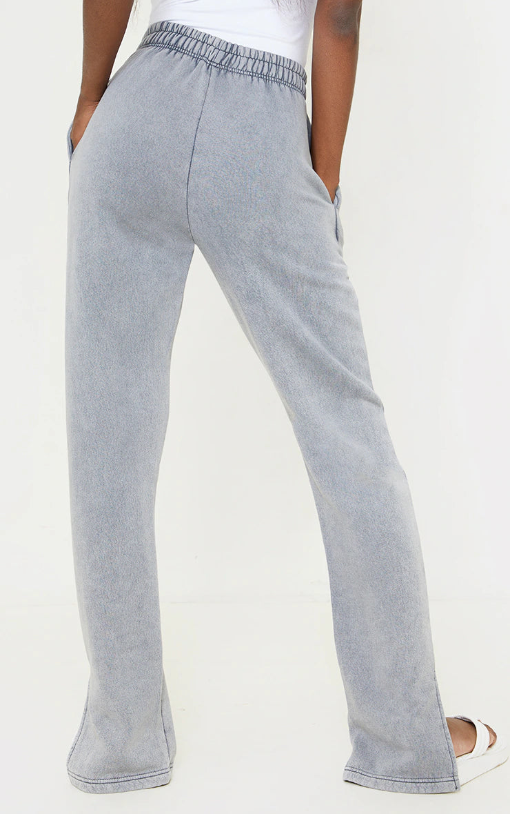 Tall Grey Washed Split Hem Joggers