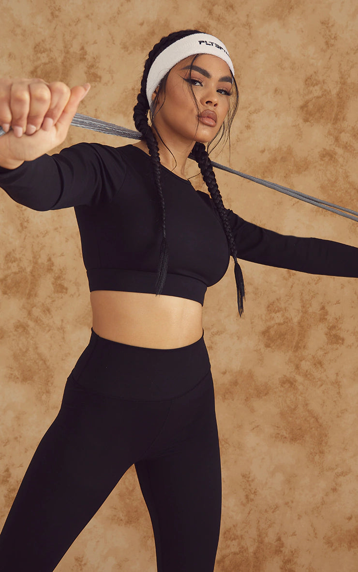 Black Sculpt Luxe Long Sleeve Sports Top