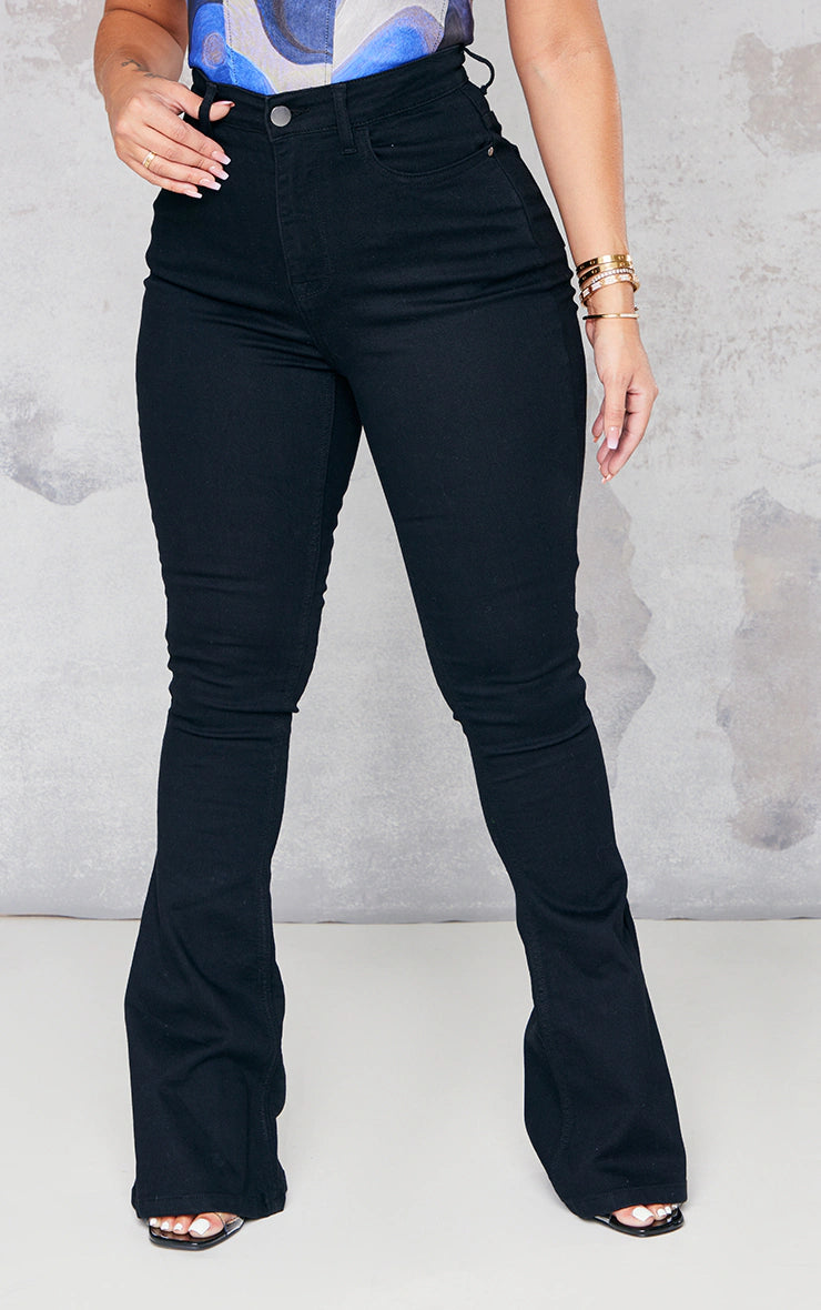 Shape Black High Waist Skinny Flared Jeans