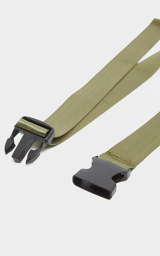 Khaki Black Buckle Tape Belt