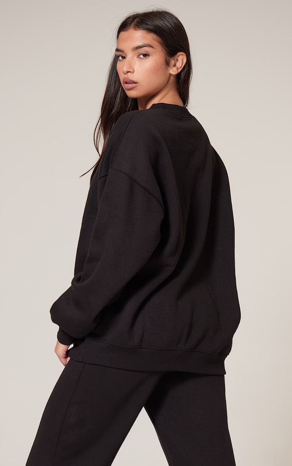 Black Longline Oversized Sweatshirt