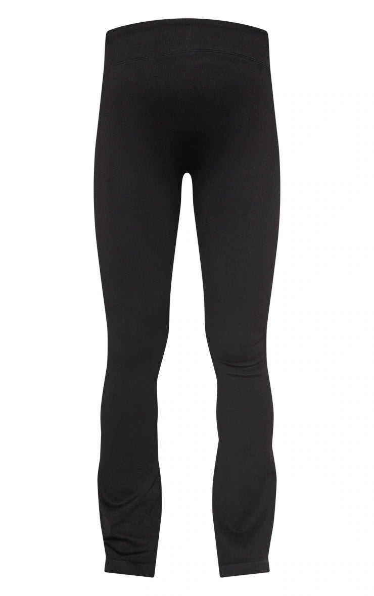 Maternity Black Snatched Ribbed Flared Pants