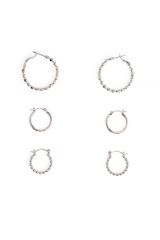 3-pack Mixed Hoops Earrings Silver