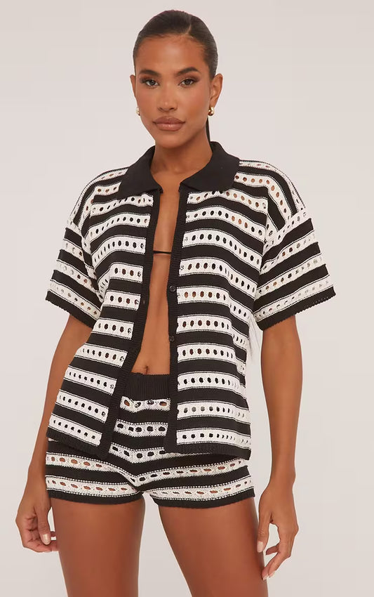 Ego - Low rise shirt black and white shirt