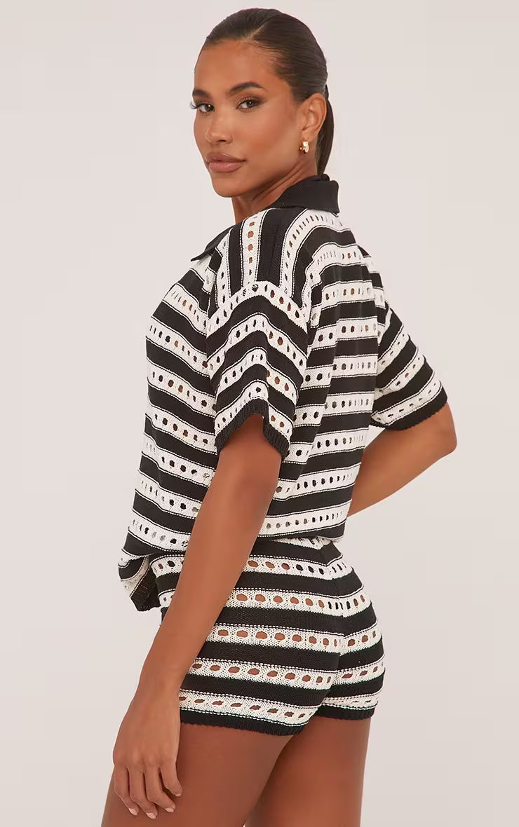 Ego - Low rise shirt black and white shirt