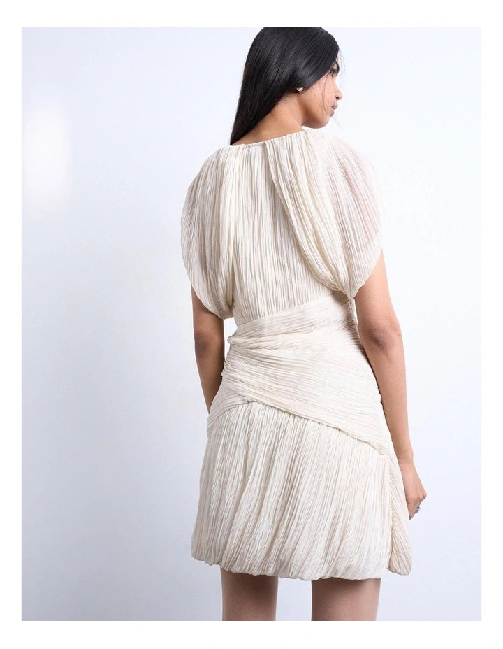 Topshop - sculptural drape mini dress in cream