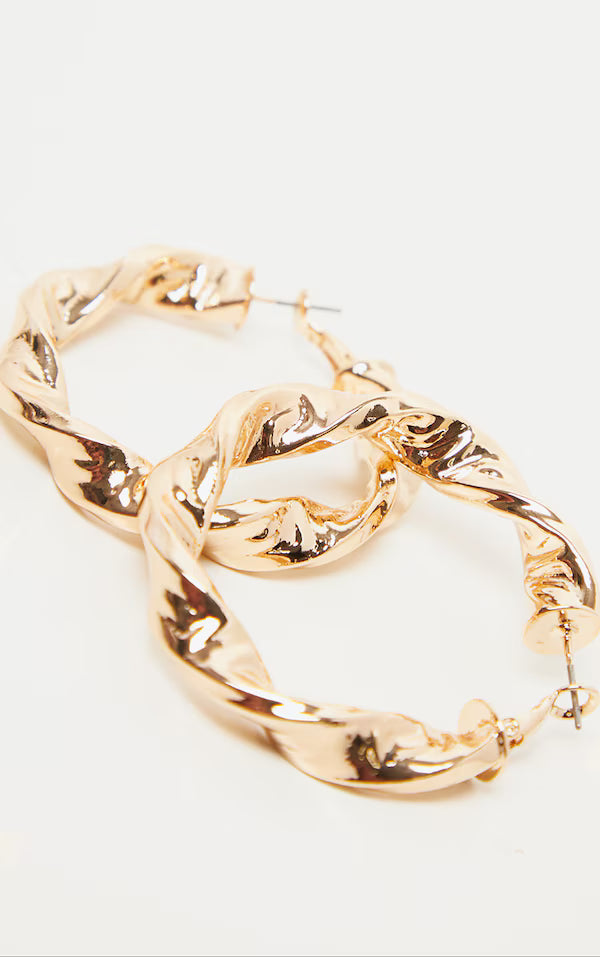 Gold Chunky Twist Hoop Earrings