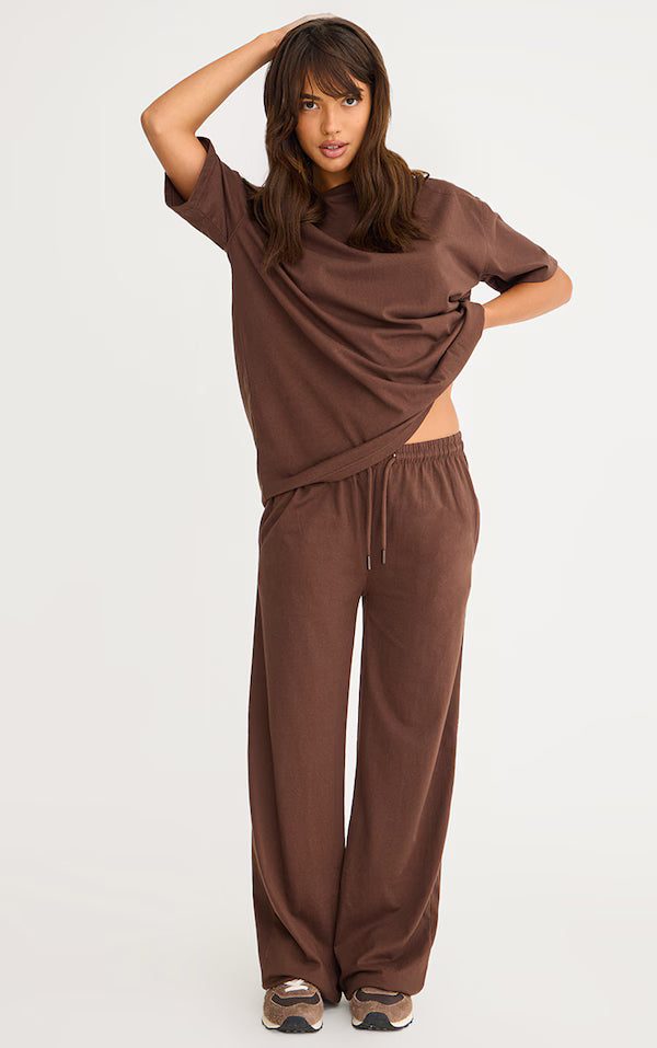Chocolate Low Rise Wide Leg Pants