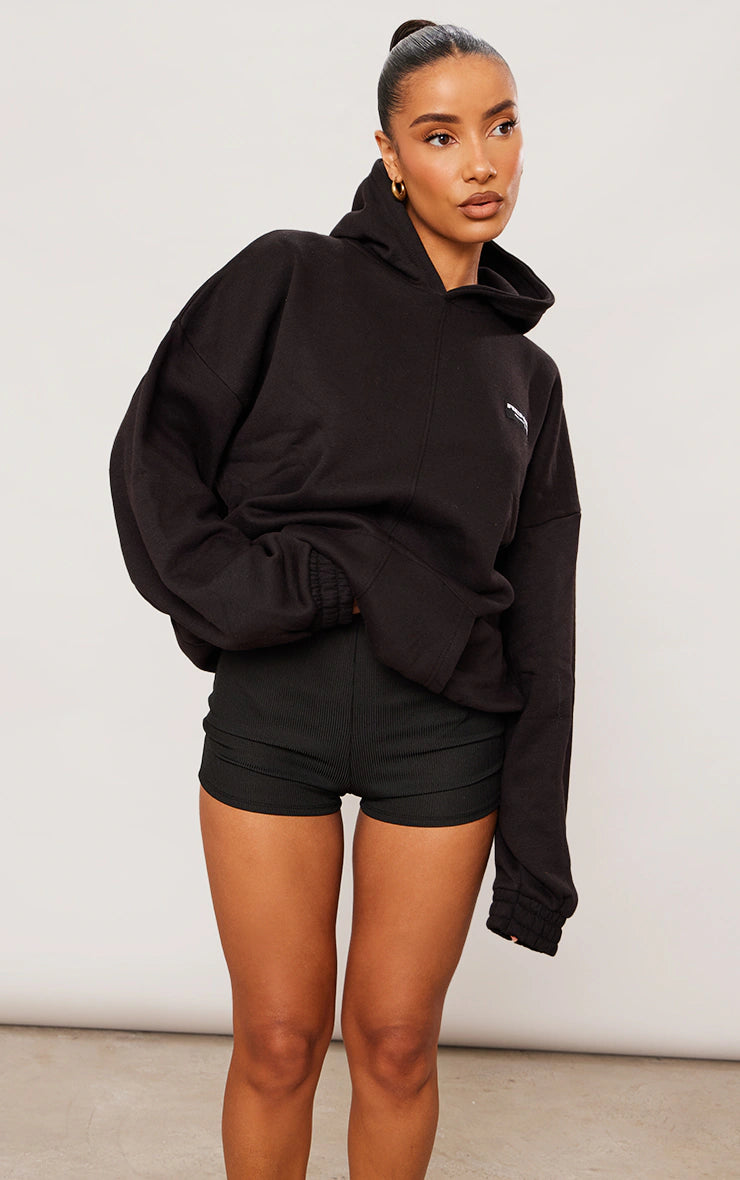 Black Badge Detail Oversized Hoodie