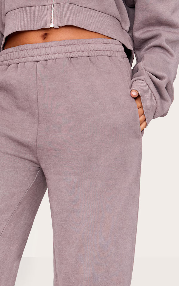 Tall Washed Brown Drawstring Wide Leg Joggers