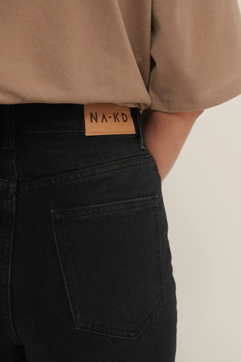 Organic Straight High Waist Raw Hem Jeans