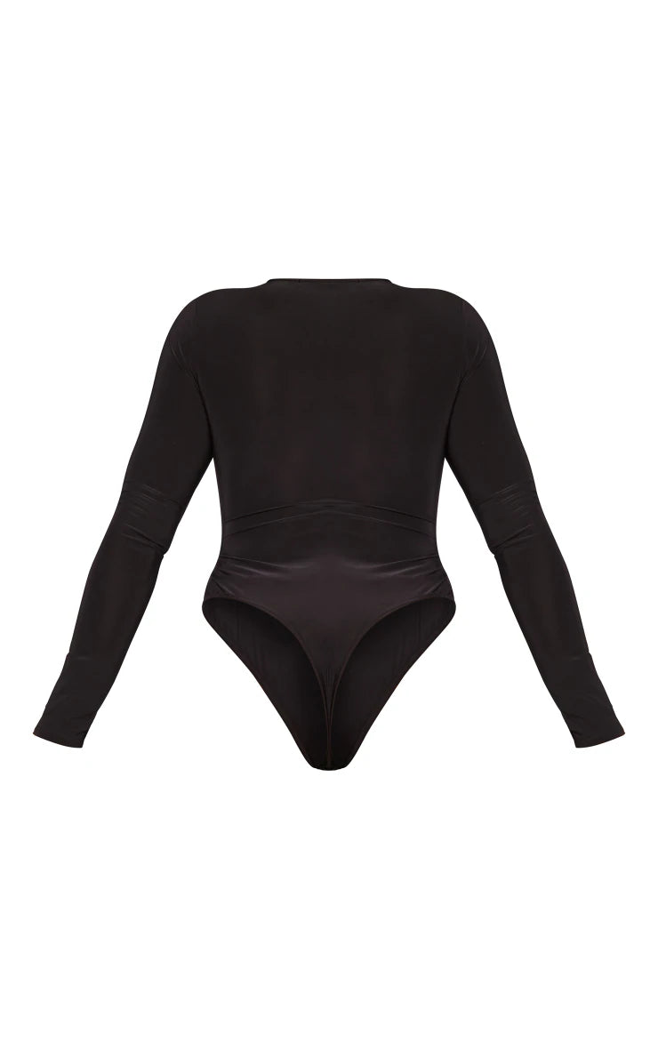 Shape Black Slinky Long Sleeve Bodysuit