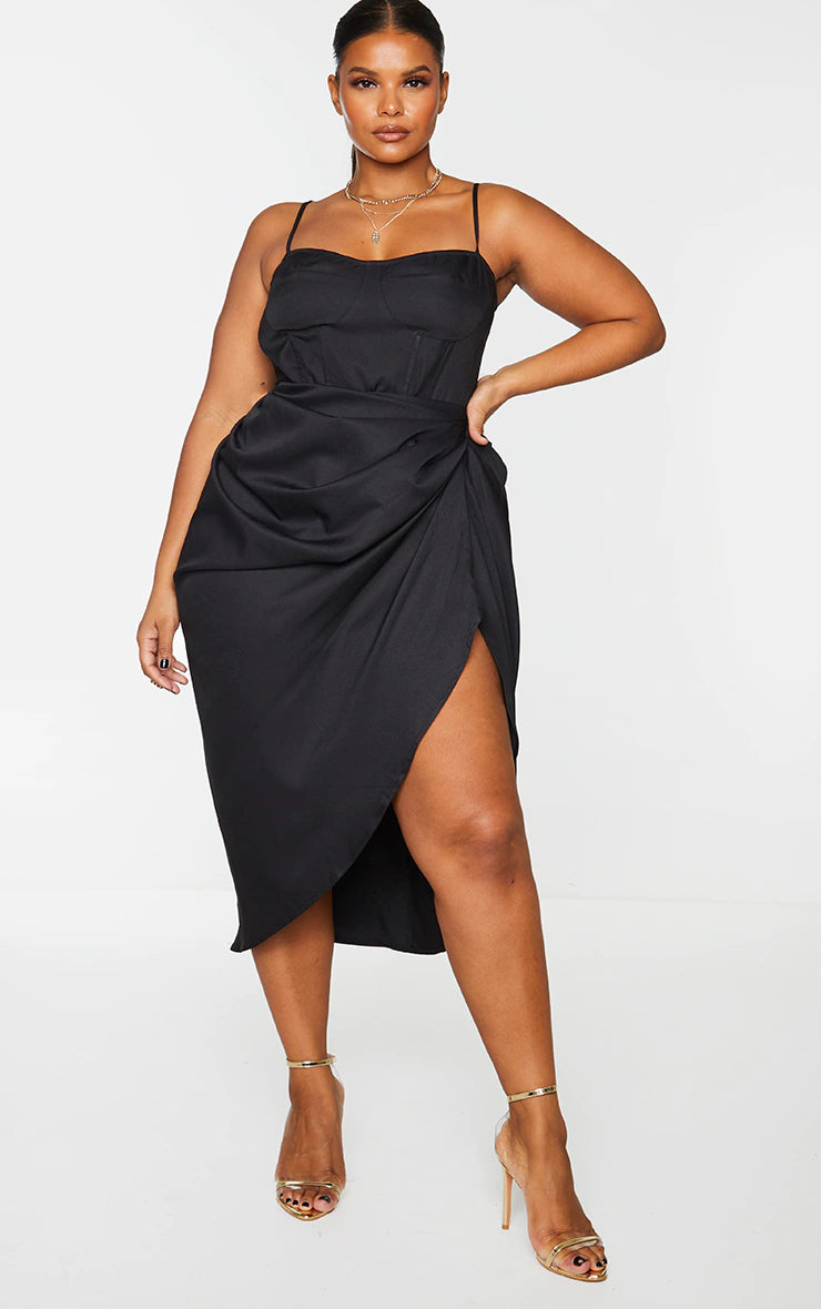 Plus Black Structure Corset Top