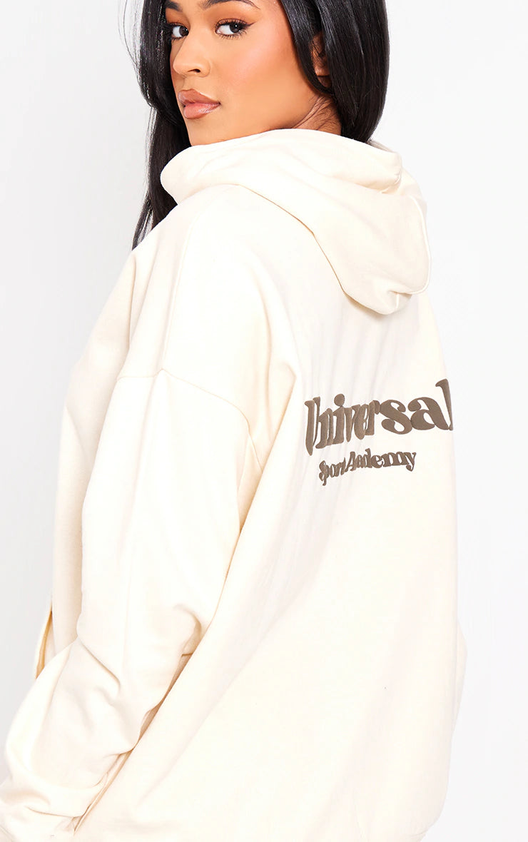 Tall Sand Premium Sports Academy Puff Print Oversized Hoodie